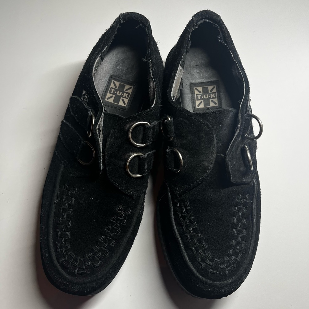 T.U.K. Black Suede Creepers no laces